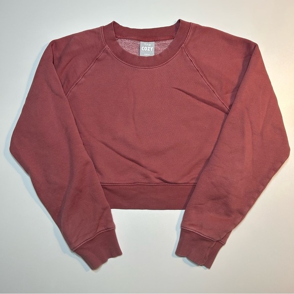 TNA Sweaters - Aritzia Tna Cozy Fleece Perfect Shrunken Sweatshirt Mauve Pink Size M